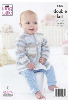 King Cole 5433 Sweater, Cardigan and Hat in Baby Splash DK Knitting Pattern