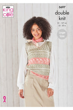 King Cole 5697 Ladies Round and V Neck Tank Tops in Fjord DK (leaflet) Knitting Pattern