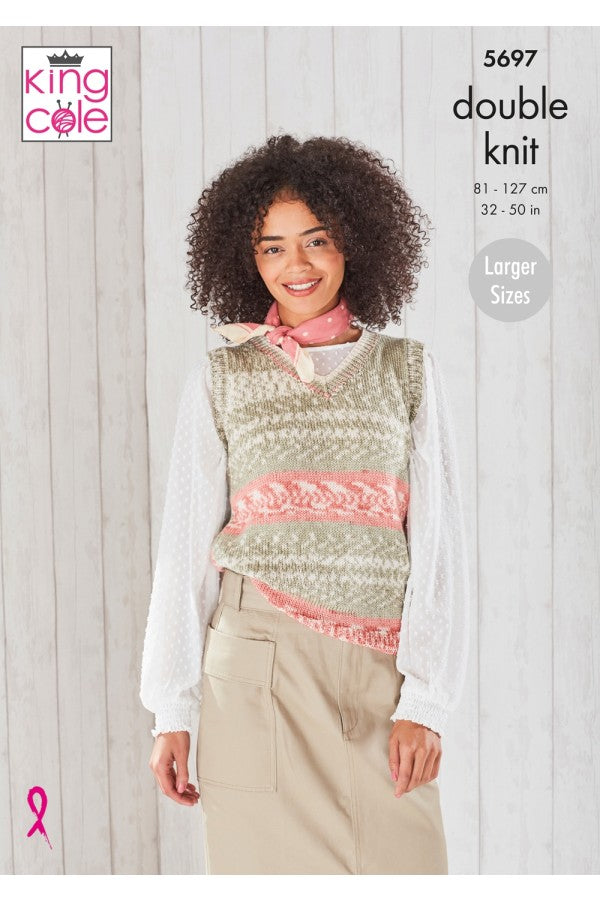 King Cole 5697 Ladies Round and V Neck Tank Tops in Fjord DK (leaflet) Knitting Pattern