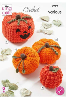 King Cole 9219 Pumpkins in Big Value DK 50g, Jumbo Toastie, Toastie and Yummy (leaflet) Crochet Pattern