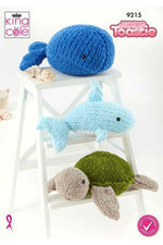 King Cole 9215 Whale, Shark and Turtle Toys in Jumbo Toastie (leaflet) Knitting Pattern