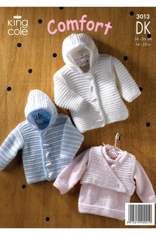 King Cole 3013 Baby Jacket, Sweater and Body Warmer in Comfort DK (leaflet) Knitting Pattern