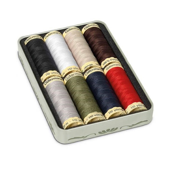 Gutermann Vintage Tin Thread set 100m basic colours x 8 reels