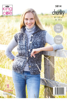 King Cole 5814 Ladies Waistcoats in Autumn Chunky Knitting Pattern