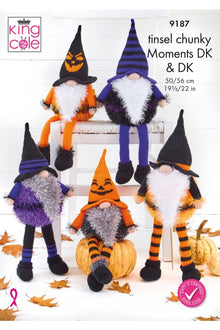 King Cole 9187 Halloween Gonks Tinsel & DK Knitting Pattern