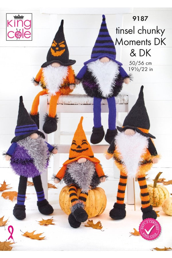 King Cole 9187 Halloween Gonks Tinsel & DK Knitting Pattern