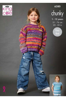 King Cole 6380 Sweater, Cardigan and Tank Top in Flair Chunky (leaflet) Knitting Pattern