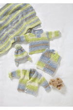 King Cole 6031 Jacket, Gilet, Sweater, Hat and Blanket in Cutie Pie DK Baby Knitting Pattern