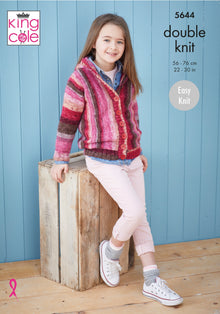 King Cole 5644 Girls Hoodie and Cardigan in Bramble DK (leaflet)