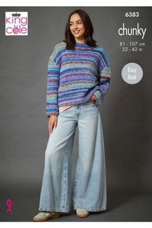 King Cole 6383 Sweater and Cardigan in Flair Chunky (leaflet) Knitting Leaflet