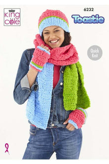 King Cole 6232 Accessories in Toastie (leaflet) Hat, scarf Knitting Pattern