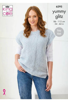 King Cole 6395 Ladies Sweater and Top in Yummy Glitz (leaflet) Knitting Pattern