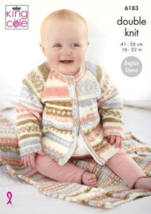 King Cole 6183 Matinee Coat, Sweater and Blankets in Cherish DK and Cherished DK Baby Knitting Pattern