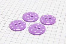 Hemline Round Buttons Block colours with White spots, 17.5mm (pack of 4)