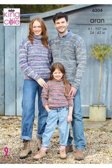 King Cole 6304 Sweaters in Homespun Prism Aran (leaflet)Knitting Pattern