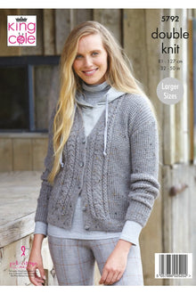 King Cole 5792 Ladies V Neck Cardigan and Waistcoat in Homespun DK Knitting Pattern (leaflet)