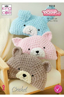 King Cole 9218 Animal Pillows in Jumbo Toastie and Big Value DK 50g (leaflet) Crochet Pattern