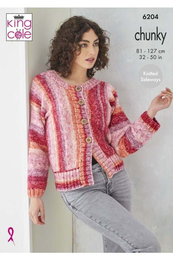 King Cole 6204 Sweater and Jacket in Hedgerow Chunky (leaflet) Knitting Pattern