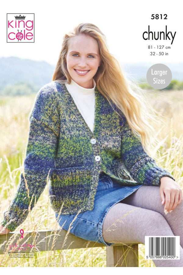 King Cole 5812 Ladies Cardigans in Autumn Chunky Knitting Pattern