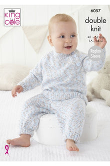 King Cole 6057 Sweater, Pinafore Dress and Pants in Cloud Nine DK Knitting Pattern (leaflet)