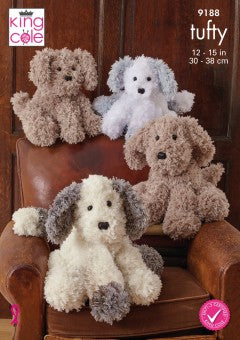 King Cole 9188 Dogs in Tufty Chunky Knitting Pattern