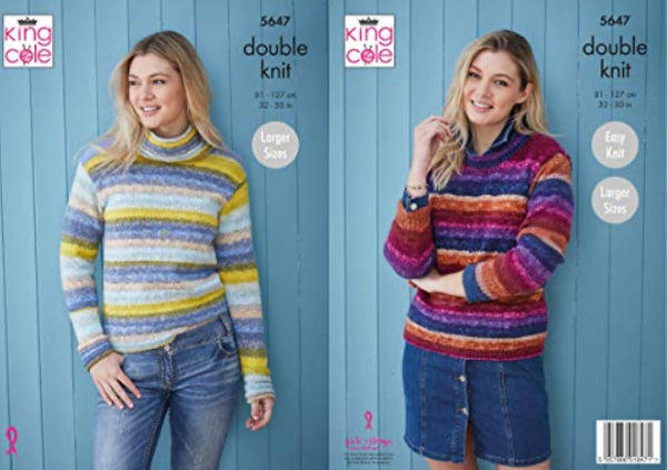 King Cole 5647 Sweaters in Bramble DK Knitting Pattern