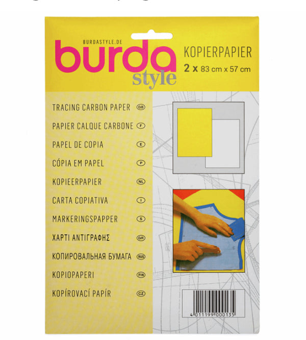 Q139 Burda Carbon Paper White/Yellow 2 sheets 83cm x 57cm x 1 pack