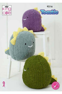 King Cole 9216 Dinosaur Toys in Jumbo Toastie (leaflet) Knitting Pattern