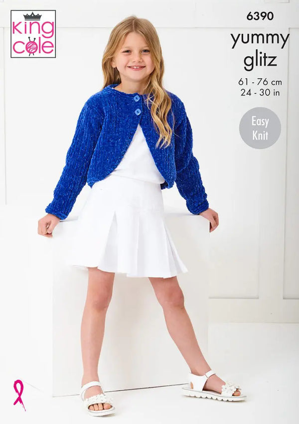 King Cole 6390 Children’s Boleros Knitted in Yummy Glitz