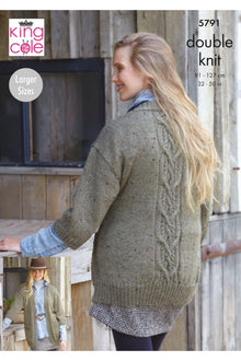 King Cole 5791 Ladies Cardigans in Homespun DK Knitting Pattern (leaflet)