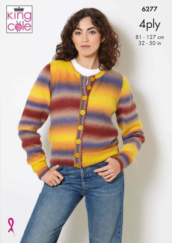 King Cole 6277 Cardigan and Waistcoat in Rebel 4 Ply (leaflet) Knitting Pattern
