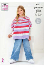 King Cole 6391 Cape Top and Sweater in Yummy Glitz (leaflet) Knitting Pattern