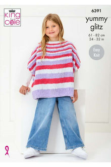 King Cole 6391 Cape Top and Sweater in Yummy Glitz (leaflet) Knitting Pattern