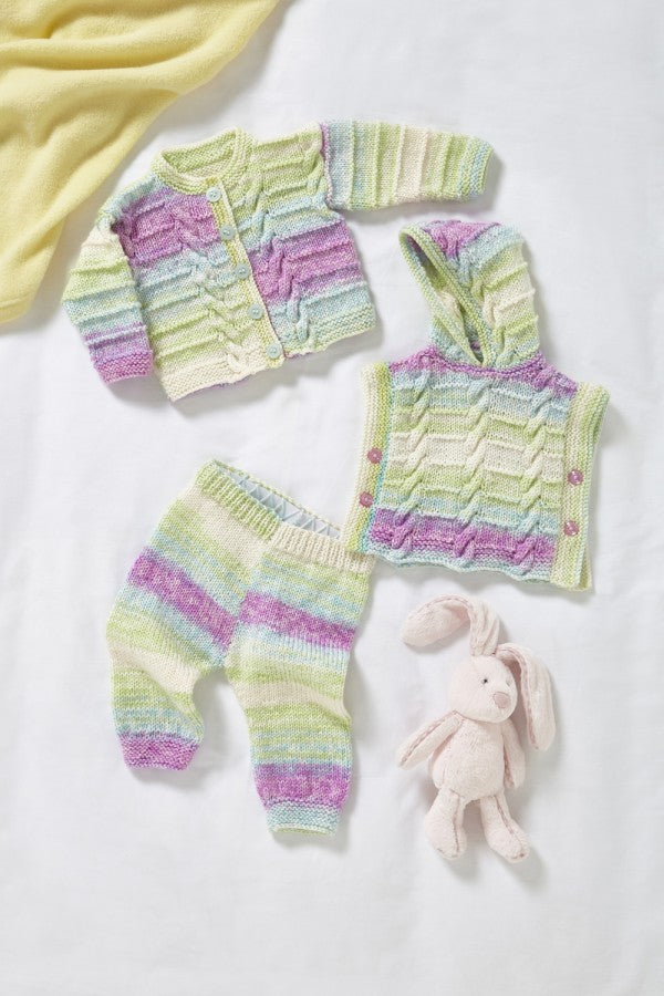 King Cole 6030 Hoody, Cardigan and Leggings in Cutie Pie DK Baby Knitting Pattern