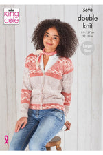 King Cole 5698 V Neck Cardigan and Waistcoat in Fjord DK (leaflet) Knitting Pattern