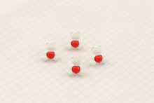 Teddy Bear with Heart Buttons, White, Plastic, 15mm (pack of 4)