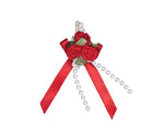 Rose: Trio on Bow with Beads x 5 Bows per pack