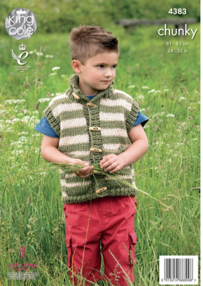 4383 King Cole Hoodie and Gilet in Big Value Chunky Knitting Pattern