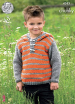 4383 King Cole Hoodie and Gilet in Big Value Chunky Knitting Pattern