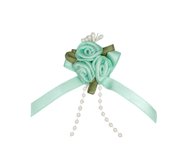 Rose: Trio on Bow with Beads x 5 Bows per pack