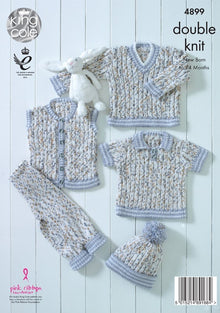 King Cole 4899 Baby Set in Cherish Dash DK and Cherished DK Knitting Pattern