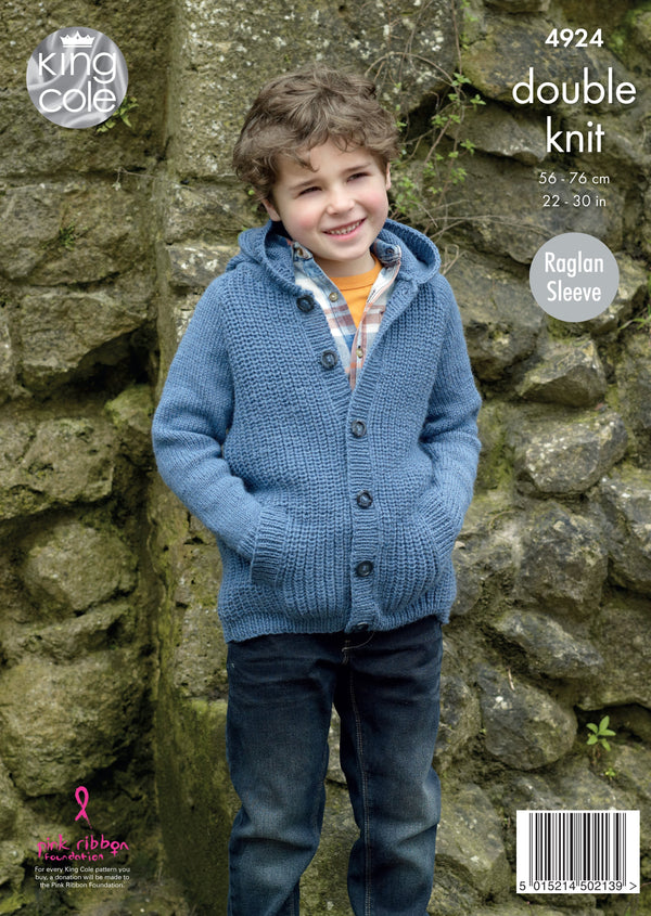 King Cole 4924 Jacket and Hoodie in Majestic DK Knitting Pattern