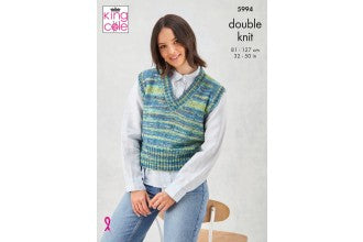 King Cole 5994 Round and V Neck Tanks in Homespun Prism DK Knitting Pattern