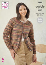 King Cole 5998 Sweater and Cardigan in Homespun Prism DK Knitting Pattern