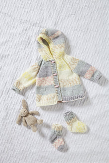 King Cole 6048 Jacket, Coat, Hat and Socks in Cosy Love Aran Knitting Pattern