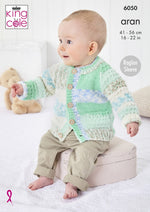 King Cole 6050 Sweater, Jacket and Hat in Cosy Love Aran Knitting Pattern
