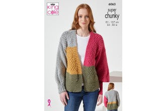 King Cole 6063 Cardigan and Sweater in Celestial Super Chunky Knitting Pattern