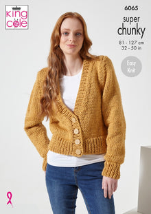 King Cole 6065 Cardigan and Waistcoat in Celestial Super Chunky Knitting Pattern