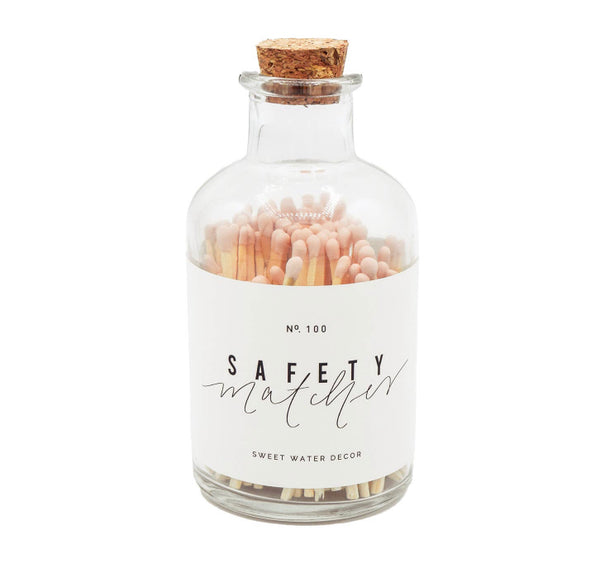 Blush Medium Matches in Glass Apothecary Jar by Sweet Water Decor