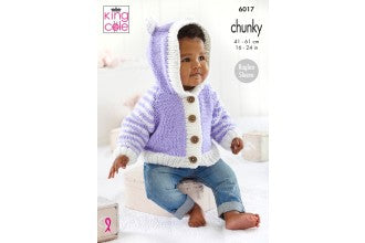 6017 King Cole Hooded Jackets, Cardigan and Blanket in Big Value Baby Chunky Knitting Pattern (leaflet)